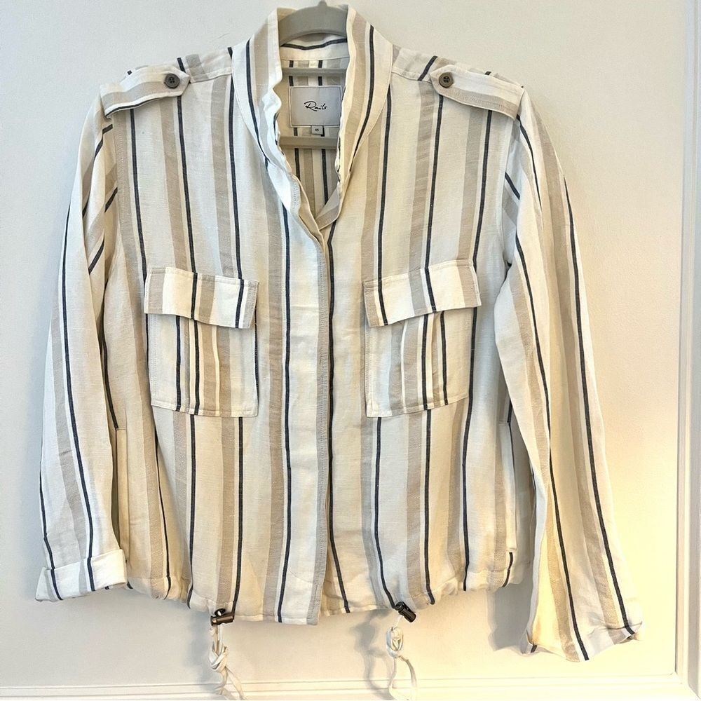 Rails Rowen Linen Cropped Jacket In Cocoa Stripe … - image 2